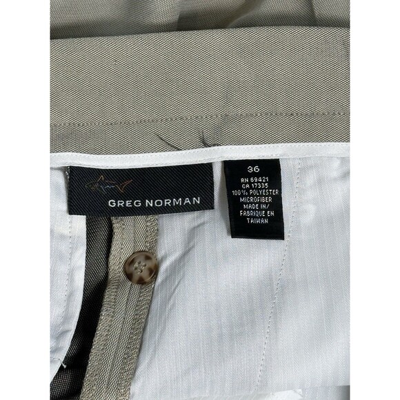 Greg Norman Collection Golf Shorts Mens 36 Beige-Khaki Polyester Pleated SHARK - Picture 4 of 7